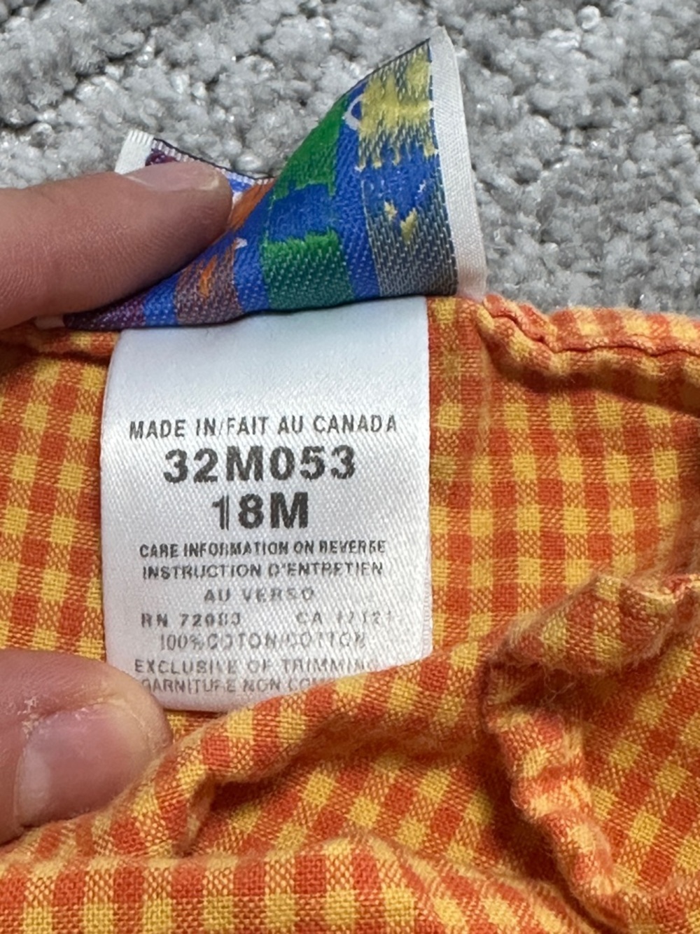 Vintage Orange Gingham Ruffle Tank | Miniwear | 18months | 100% cotton - Picture 5 of 7
